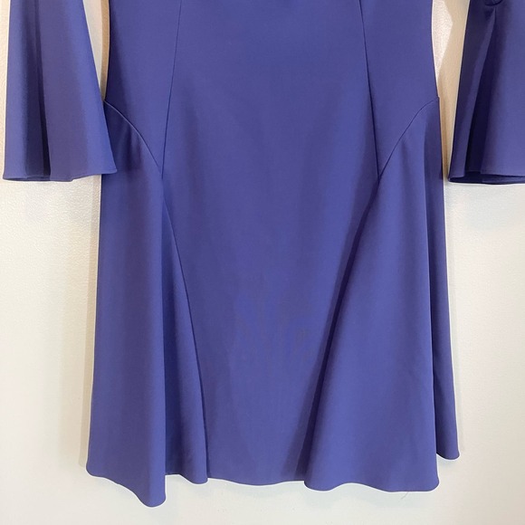 MOSCHINO Cheap And Chic Dress S/M A Line Crew Neck Zip Bell Sleeves Mini Blue - Picture 6 of 10